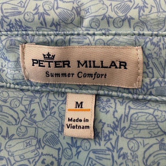 Peter Millar Summer Comfort Polo Shirt Mens Size Medium Blue Golf Club Logo - Picture 5 of 5